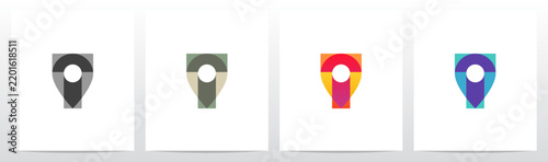 Modern sleek map location pin transparent overlay on bold initial letter T
