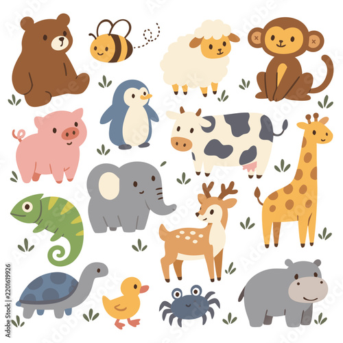 Cute Retro Animal Sticker Sheet