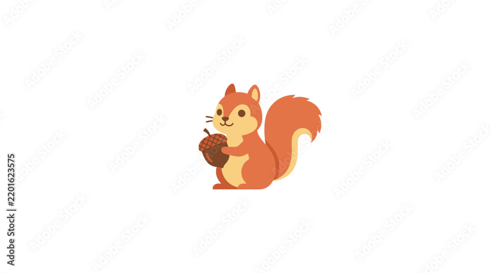 Fototapeta premium Cute squirrel holding an acorn, isolated