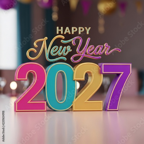 Happy New Year 2027 celebration with festive colors