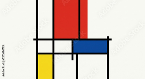 Abstract De Stijl Geometric Primary Color Asymmetric Grid Background
