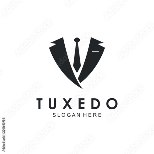 Tuxedo Suit Logo Template with Bow Tie For Men's Fashion.