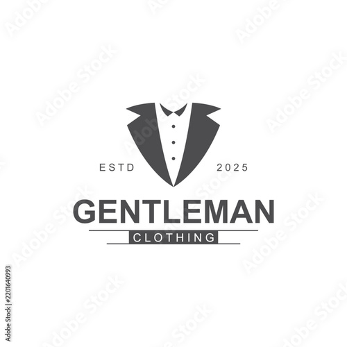 Tuxedo Suit Logo Template with Bow Tie For Men's Fashion.