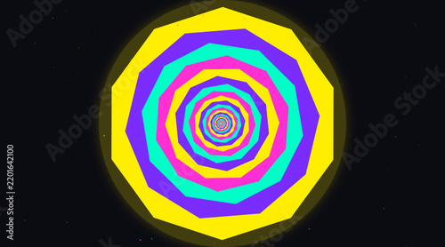 Foto Psychedelic Neon Tunnel Pattern with Recursive Shapes - Magenta and Acid Green