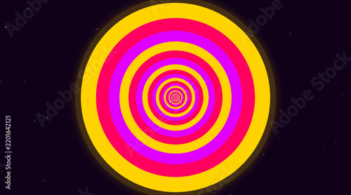 Foto Recursive Infinite Shape Vortex Background - Blacklight Purple and Berry Pink