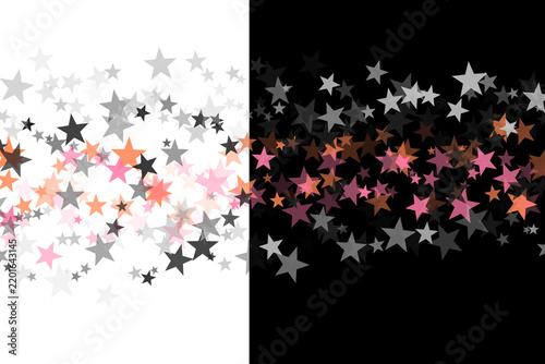 A Split Composition Featuring Colorful Stars Floating Across Contrasting Black And White Geometric Background Panels
