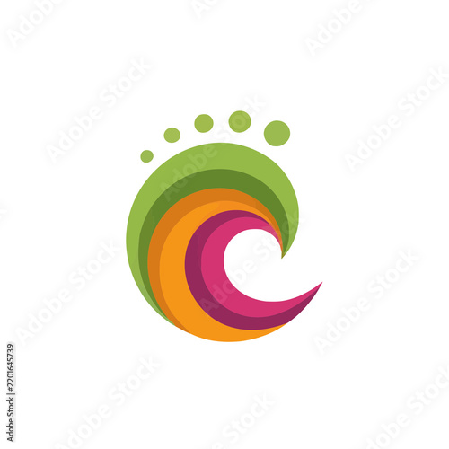 Colorful abstract logo with foot imprint