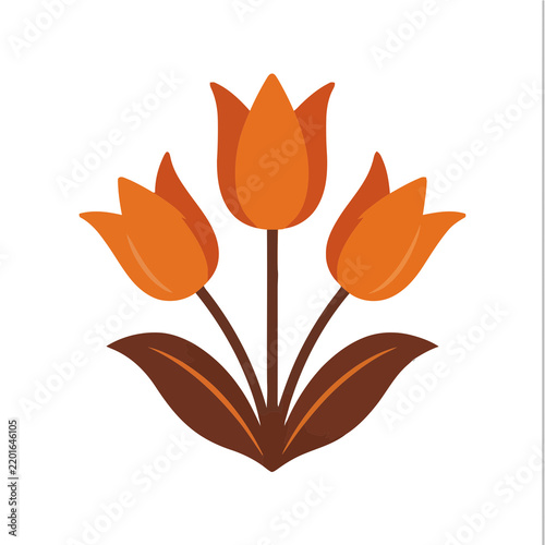 Orange tulips with brown leaves