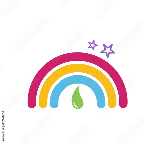 Rainbow with stars and a water drop