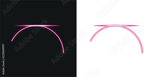 Pink Neon Arc Glow Effect with Bright Light Ring on Dark Background