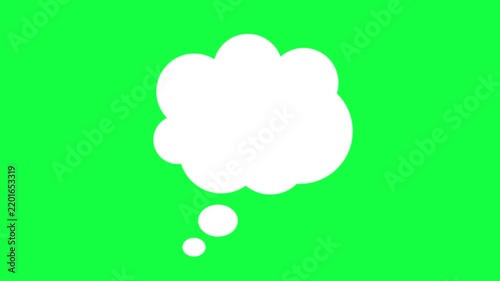 thinking cloud chat speech bubble animated video icon, on alpha a screen green background