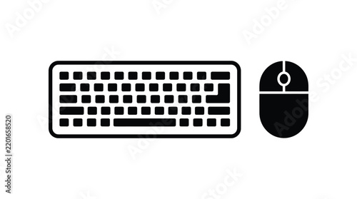 Keyboard and computer mouse depicted as a black silhouette