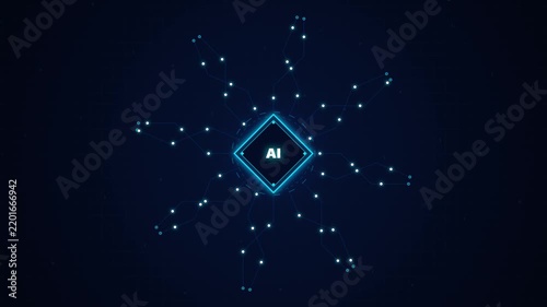 Glowing AI Core with Neural Network Connections Animation