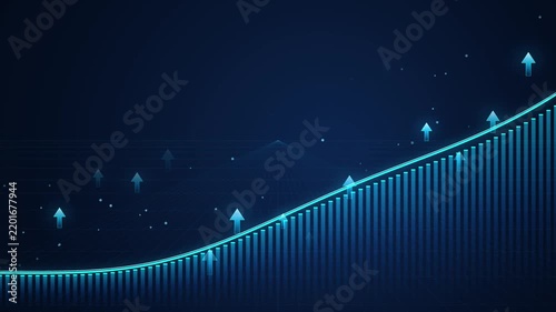 Digital Financial Growth Bars with Rising Arrows Animation