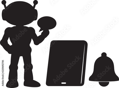 Artificial Intelligence Assistant and User Interaction Silhouette