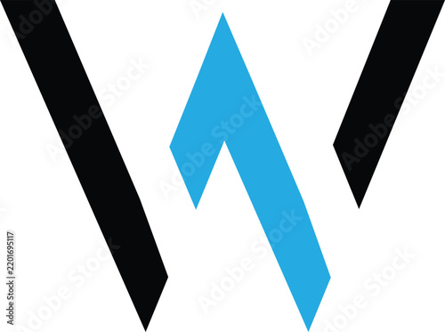 W Letter Logo with Arrow Composition, vector illustration of a blue arrow