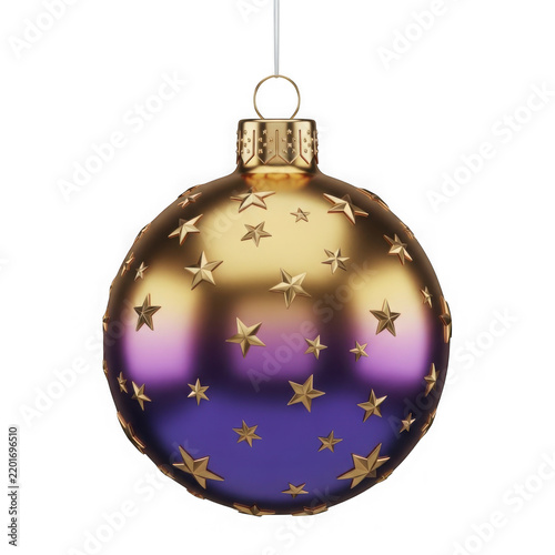 Glossy gold and purple christmas ornament