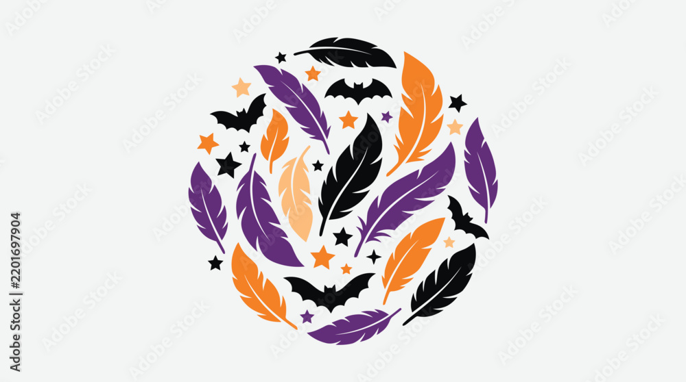 Obraz premium A beautifully designed halloween background featuring a captivating arrangement of bats and feathers perfect for spooky season celebrations and festive designs