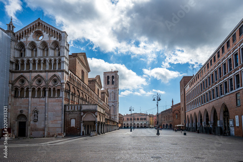 Piazza Trento e Trieste in Ferrara with the Cathedral and Merchants Loggia