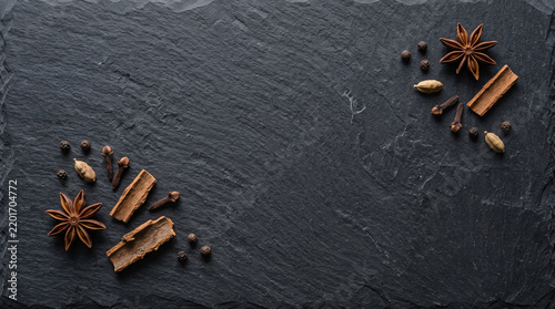 Dark Slate with Autumn Spices | Rustic Fall Background
