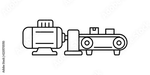 Fotografie Outline icon of a pump and conveyor belt system for industrial use