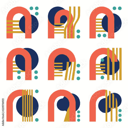 Modern Tropical Summer Beach and Surfing Illustration Set