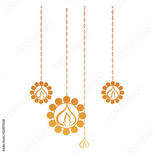 Decorative Hanging Diya Lamps Illustration