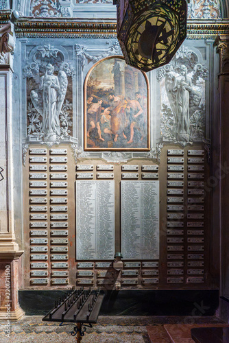 War memorial plaque inside the Basilica of Santa Maria in Vado in Ferrara