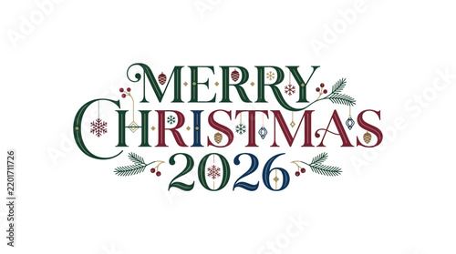 Merry Christmas 2026 Elegant Typographic Holiday Greeting Design