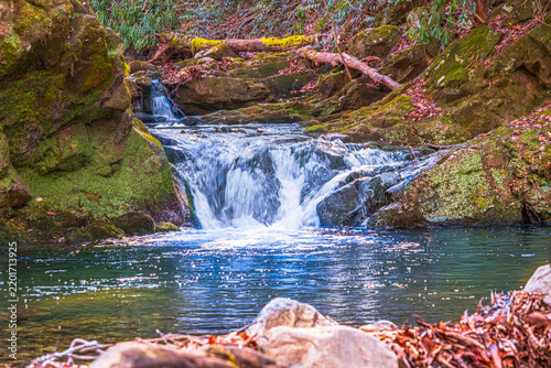 Bild auf Leinwand Small cascade meandering down the slope in the Cherokee NF in Tennessee, USA