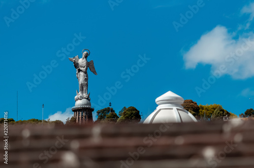 Virgin of El Panecillo in Quito under Blue Sky, Icon of Ecuador