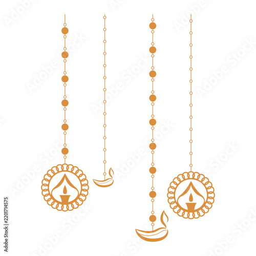 Hanging Diwali Lamps Illustration