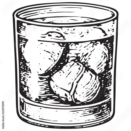 Classic Rocks Cocktail with Ice and Citrus Garnish