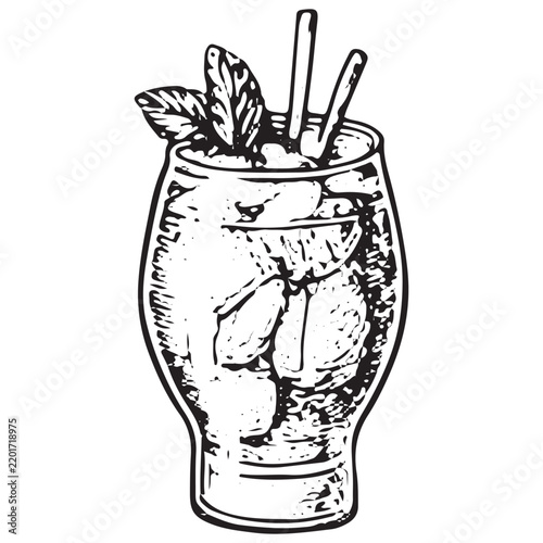 Tropical Fruit Cocktail with Mint Garnish