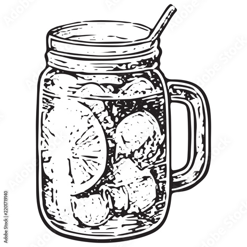 Citrus Cocktail in Mason Jar with Lime
