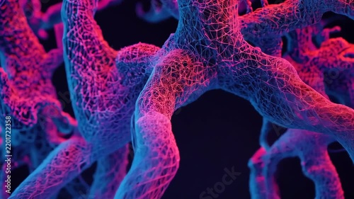3D Abstract Animation of Neural Network Synapses and Biological Capillary Structures