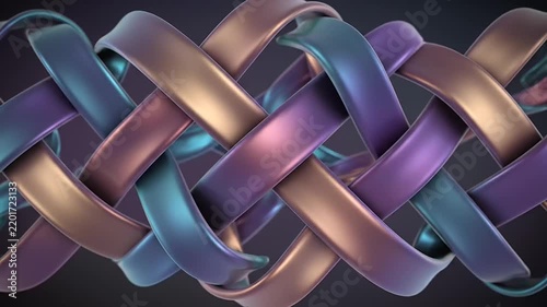 Geometric ribbon patterns interweave in a subtle display of colors and forms creating a dynamic visual flow
