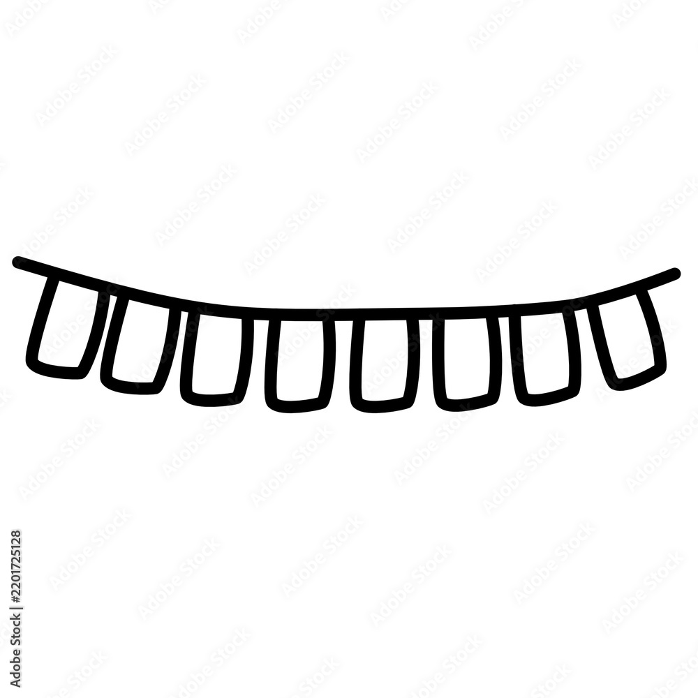 Fototapeta premium Decorative rectangular bunting garland border isolated on white background