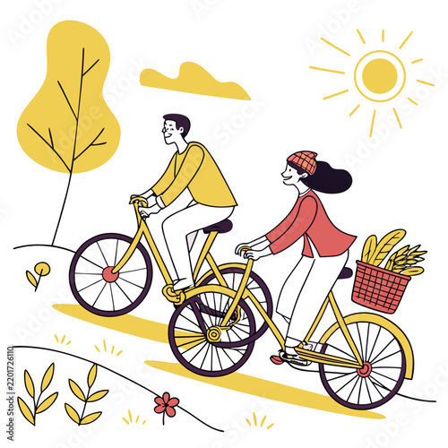 Sunny Weekend Bicycle Ride, generative AI.