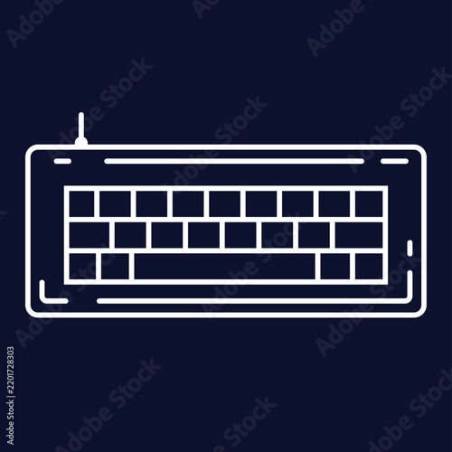 Obraz w ramie Simple wired keyboard icon with rectangular keys and rounded corners representing typing, input device and computer interaction.