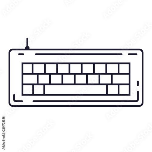 Obraz w ramie Simple wired keyboard icon with rectangular keys and rounded corners representing typing, input device and computer interaction.