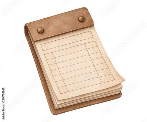 Fotografie Vintage Watercolor Receipt Pad and Notepad Illustration
