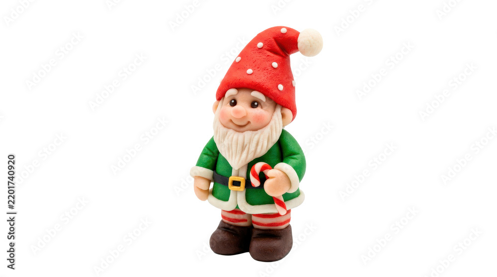 Fototapeta premium Marzipan Christmas figure with a single hand-shaped festive character, softly modeled facial and clothing details, smooth almond-paste texture, vibrant seasonal colors, and artisanal confectionery