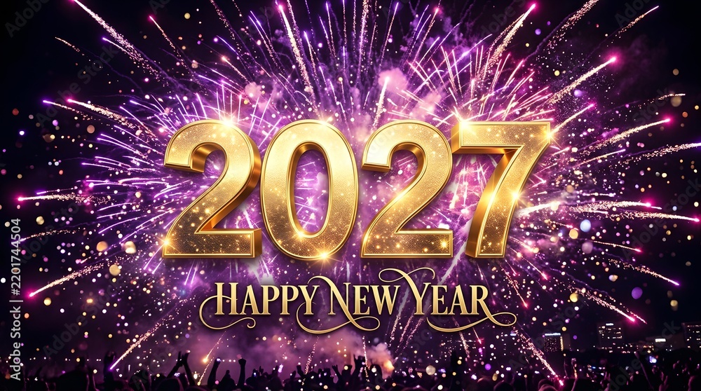 Fototapeta premium A dazzling and vibrant celebration of the upcoming year 2027 filled with hope joy and the promise of new beginnings for everyone around the world