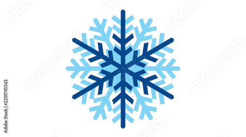 Abstract Snowflake Design: Geometric Ice Crystal Pattern on White Background - Winter Cold Season Graphic