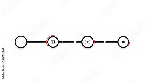 Line animation of rolling circle and dynamic stroke shapes moving on white background