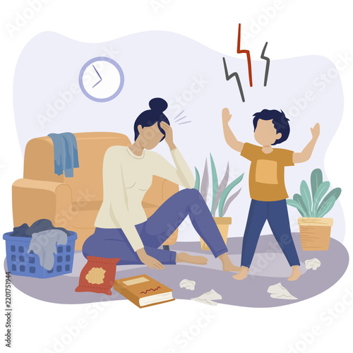 A tense family scene showing conflict between an adult and child at home, with raised voices, emotional frustration and everyday household stress.