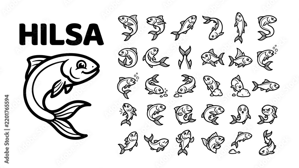 Obraz premium Fish Icon Set
