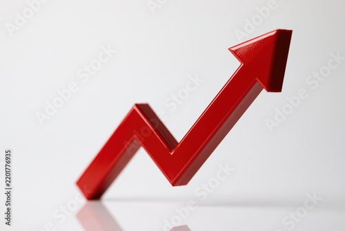 The Red Arrow Upward Momentum Icon in Minimal White Studio