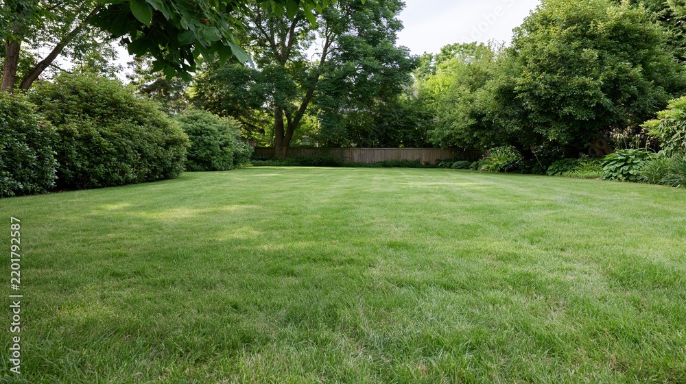 Obraz premium The Lush Open Lawn In A Quiet Suburban Backyard Oasis